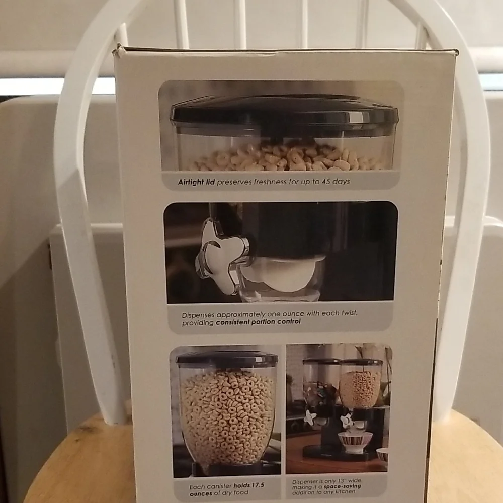 Zevro Dry Food Dispenser 2 Airtight Containers For Cereal, Candy, Pet Food